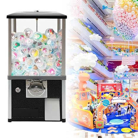 Vending Machine Commercial Gumble Dispenser Stable Vending Machine for Birthday Party for Girls Various Occasions,Red,Gachapon Machine(Black)