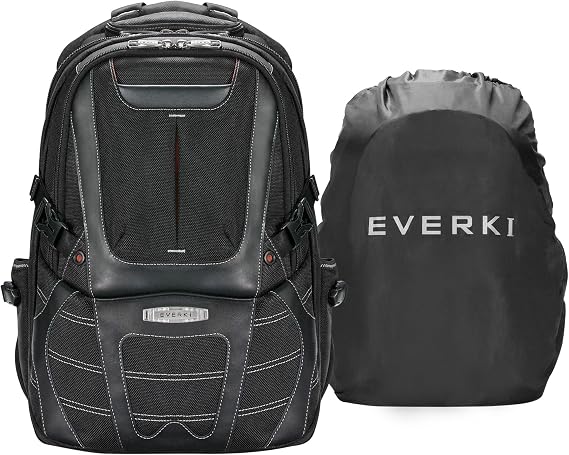 EVERKI Concept 2 Professional Backpack with Laptop Compartment, Black - 30L | Ballistic Nylon & Leather, Durable, RFID Blocking, Business, Travel - Friendly & Work, Water-Repellent, Fits up to 17.3