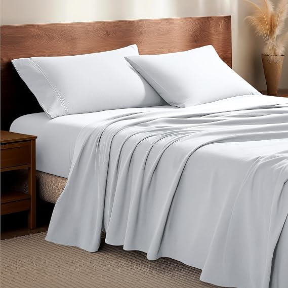 Bare Home Twin Flannel Sheet Set 100% Cotton (Twin, White)