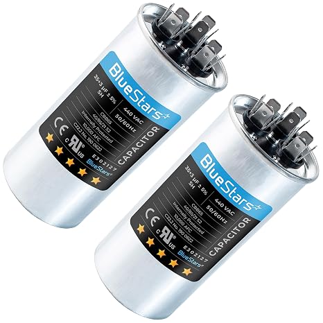 [UL Listed] BlueStars 2 Pack 35+3 MFD 35/3 uF 370 or 440 VAC Dual Capacitor