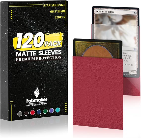 120Pack Card Sleeves for Trading Cards, Matte Card Sleeves Deck Card Protectors, Standard Perfect Shuffling, Sports Cards,Game Card, 66x91mm, Red