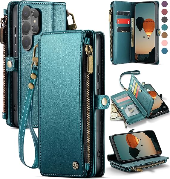 Samsung Galaxy S26 Ultra用Defencase ウォレットケース カードホルダー付き グリーン