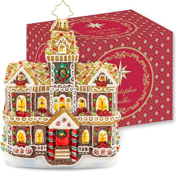Christopher Radko Hand-Crafted European Glass Christmas Tree Decorative Ornament, Gingerbread Manor