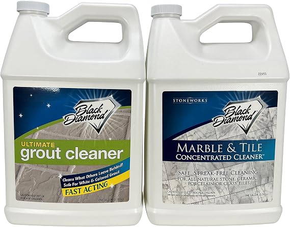 MARBLE & TILE FLOOR CLEANER. Great for Ceramic, Porcelain, Granite, Natural Stone and No-rinse Concentrate.(1-Gallon) AND ULTIMATE GROUT CLEANER For Tile , Acid-Free Safe for Marble 1-Gallon