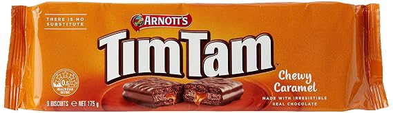 Arnotts Tim Tam Chewy Caramel Chocolate Biscuits, 175g - An Australian Classic