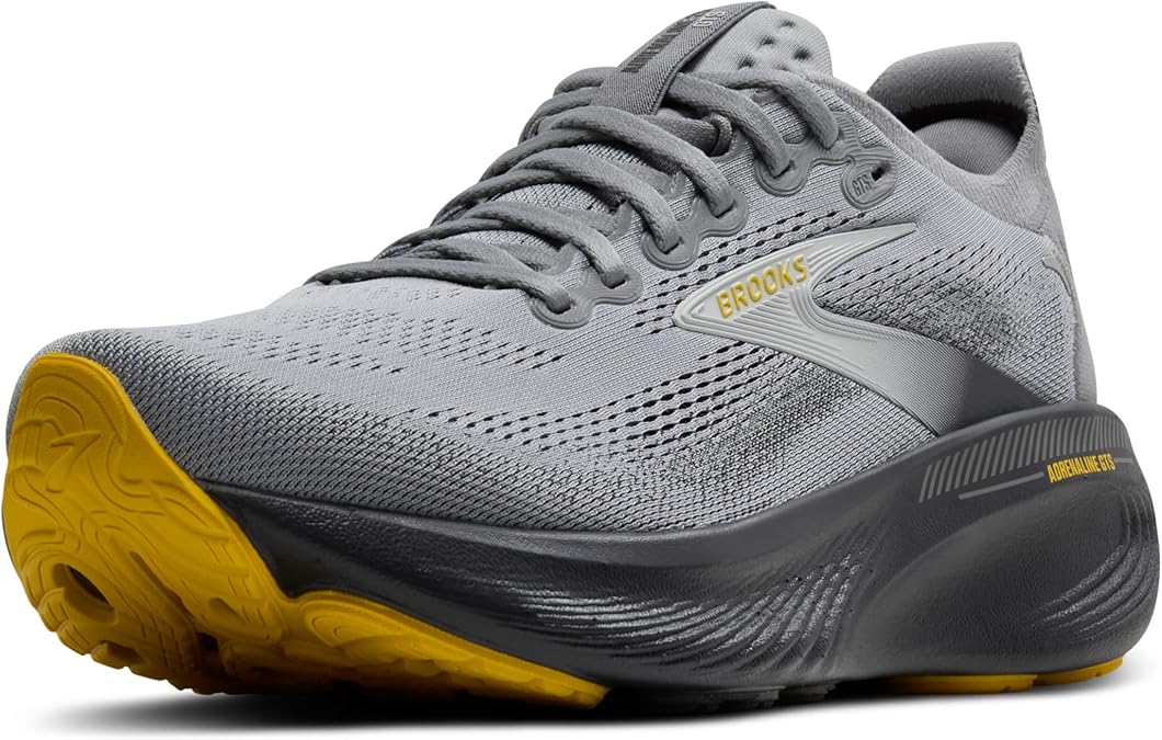 Brooks Mens Adrenaline GTS 25 Supportive Running & Walking Shoe - Primer Grey/Ebony/Jasmin - 10.5 Narrow