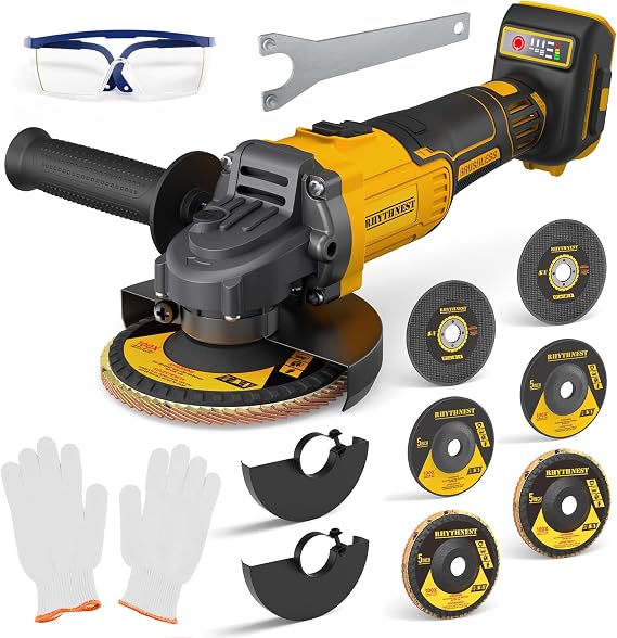 Cordless Angle Grinder 4-1/2" Compatible with DEWALT 20V Battery,3 Variable Speed Amoladora Angular Included 6 Discs,Electric Grinder Tool for