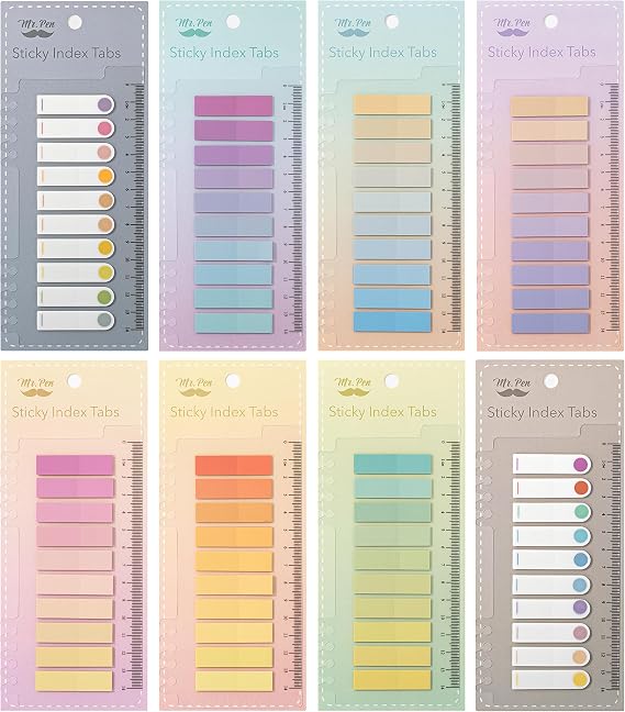 Mr. Pen- Sticky Tabs, 1600 Pcs, Colorful Book Tabs, Transparent Sticky Tabs for Books