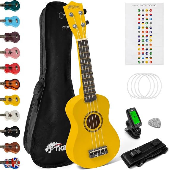 Tiger UKEKIT-YL Soprano Ukulele Kit - Yellow