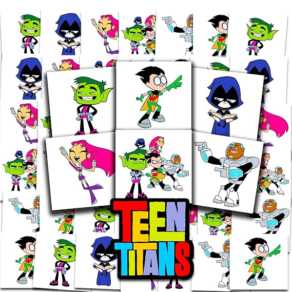 Teen Titans Tattoos for Kids Party Favors Bundle - 72 Pc Individual Tattoos | 2" Pre-Cut Teen Titans Go Temporary Tattoos for Kids Boys Girls Bulk (Teen Titans Birthday Party Supplies)