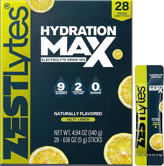 28 Sticks Salty Lemon Sugar Free Electrolyte Hydration Packets High Sodium