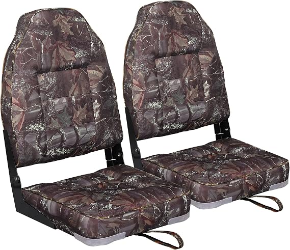Leader Accessories High Back Folding Fishing Marine Boat Seat 2 Pack