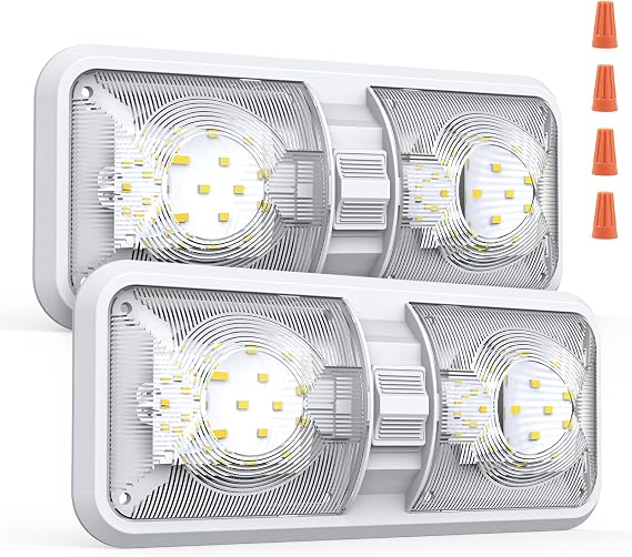 Aaleds RV Lights Interior, 12 Volt Led Lights 1000LM, Camper Lights 8W, RV Led Lights Interior Fixtures 12V, RV Ceiling Dome Light with Switch for RV/Camper/Trailer/Boat/Car (Natural White, 2Pack).