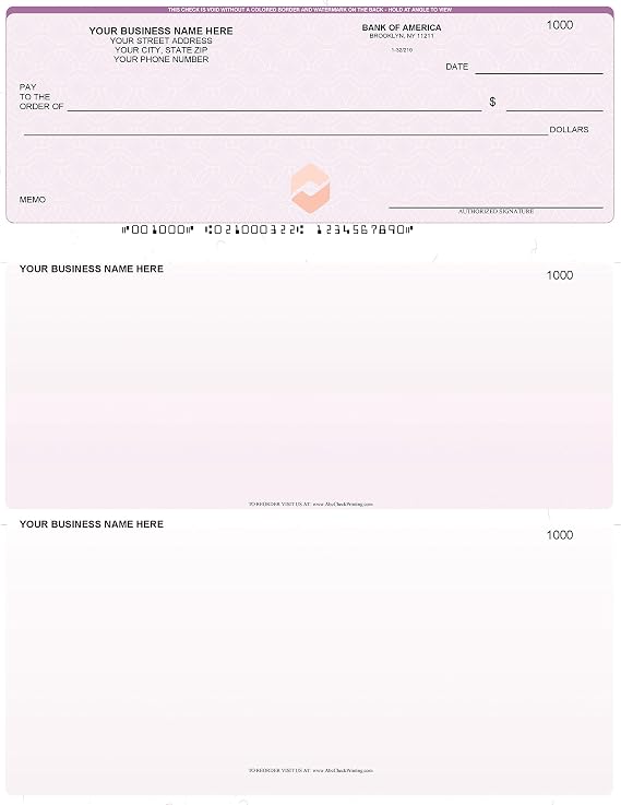 ABC Computer Voucher Checks Compatible w/Quick Books Check on Top, Chain Purple (1000 Sheets)