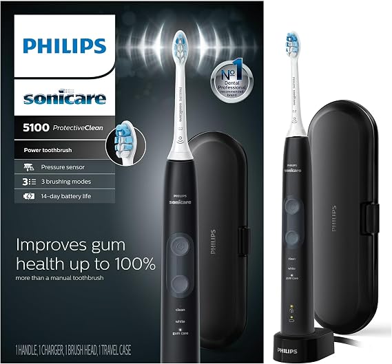 Philips Sonicare ProtectiveClean 5100 HX6850/60 Gum Health Electric Toothbrush with Pressure Sensor, 3 Piece Set