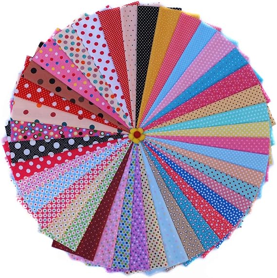50PCS 20 * 30cm Assorted Pre-Cut Dot Series Mixed Squares Bundle Quilt Fabric Patchwork for Handmade Scrapbooking Artcraft Project