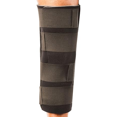 Breg Single Panel Knee Immobilizer - Post Op Straight Leg Splint | Hyperextension knee brace for ligament injury and surgery recovery for men & women, soft durable foam with wide secure straps