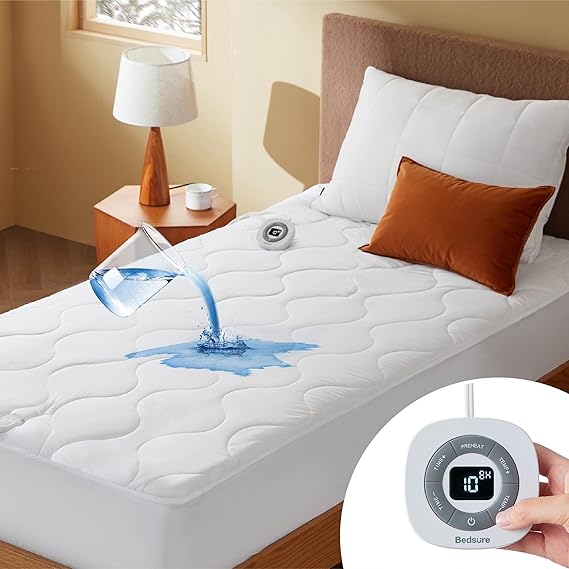 Bedsure Waterproof Heated Mattress Pad Full Cotton Top Electric Bed Warmer