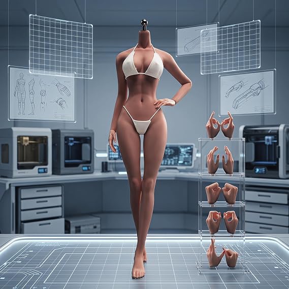 1/6 Copper Suntan Skin Seamless Slim Makeup 12Inch Female Figure Body