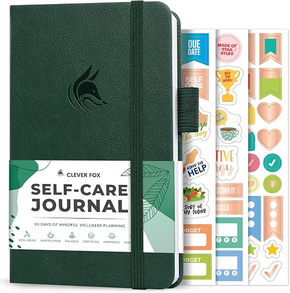 Clever Fox Self-Care Journal for Women, Daily Planner 6.2x3.9 Forest Green | 3-month mental health journal, habit tracker, wellness journaling supplies for women & teen girls, gratitude & mood log