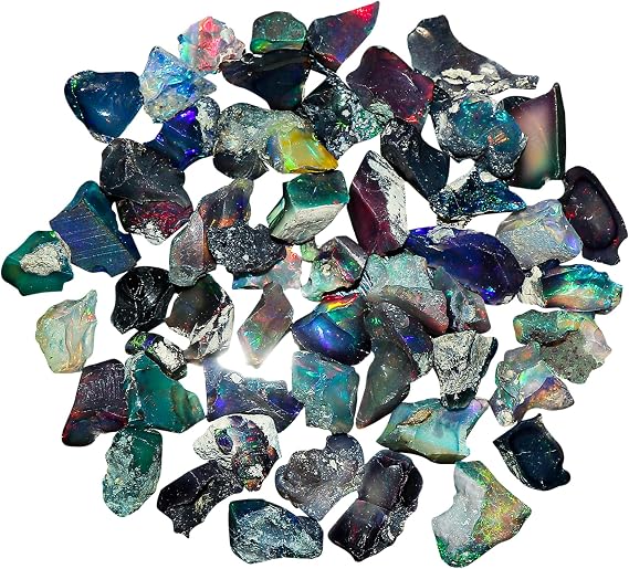 20pcs Raw Black Opal Gemstone and Crystals, Wholesale Gemstone Lot, Rough Crystals, Rock Stones, Jewelry Making Supplies, DIY & Crafts, AA+ Grade (6-10mm)