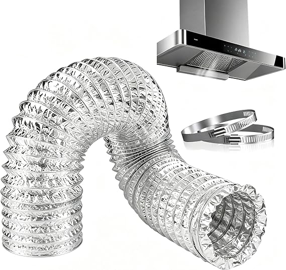200mm Flexible Aluminium Ducting 5m Ducting Pipe 8 Inch Air Ducting Hose for Cooker Hood, Extractor Fan, Tumble Dryer, Hydroponics Grow | Jzlongxi