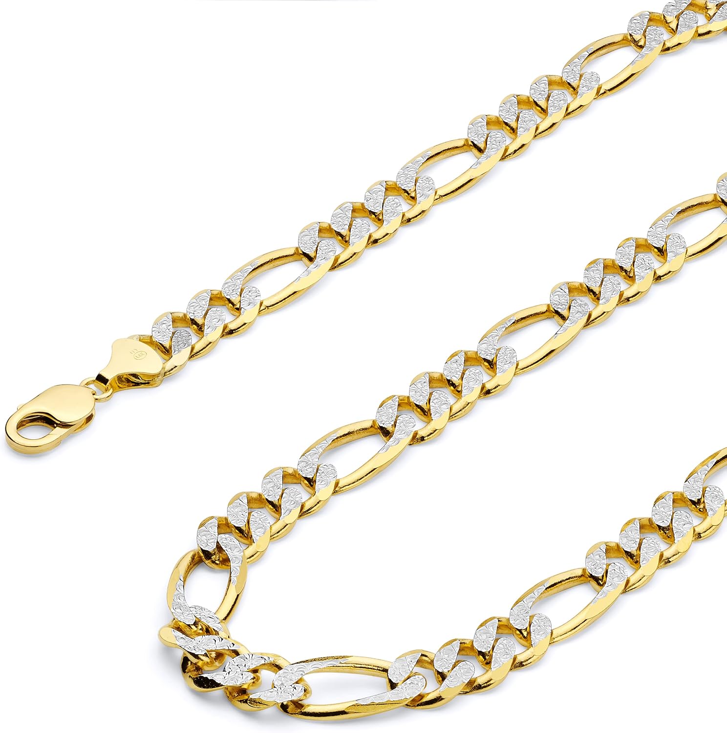 Wellingsale 14K Solid Gold Figaro Chains Select Options