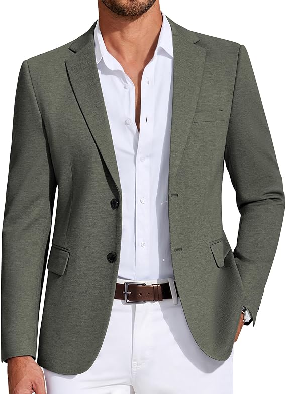 COOFANDY Mens Casual Blazer Knit Sport Coat Lightweight Two Button Suit Jacket