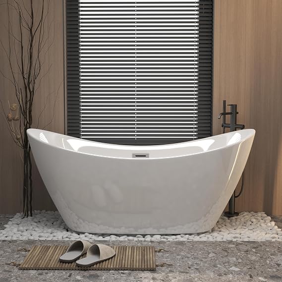 59" Acrylic Freestanding Bathtub, Gloss White