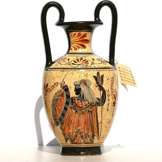 Greek Ceramic Amphora Jar Vase Pot Painting Goddess Athena God Zeus