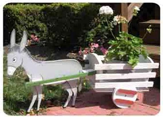 Woodcraft Project Paper Plan To Build Donkey Cart Planter - Material Not Included
