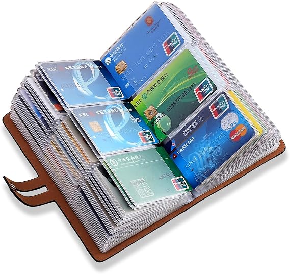 RFID Credit Card Holder Organizer, Leather Business Card Organizer with 96 Card Slots, Business Card Book to Keep Cards Neatly Organized and Prevent Jumbling, Loss, or Damage (Black)