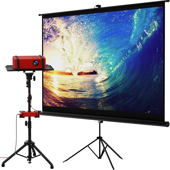 100" Projector Screen with Stand & Universal Projector Tripod Stand