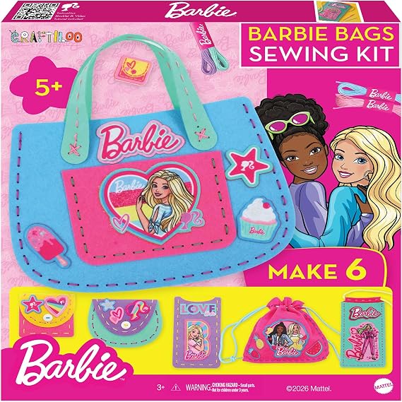 Barbie Sew Your Own Minibag Kit for Kids Ages 6-12 - 6 Felt Bag Projects