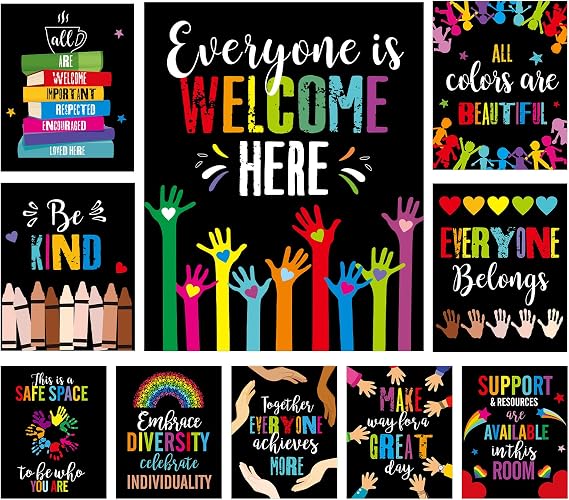 Pajean 10 Pieces Motivational Posters for Classroom Inspirational Poster Bulletin Board Sets Positive Quote Art Wall Welcome Classroom Decor for Office Elementary Middle School
