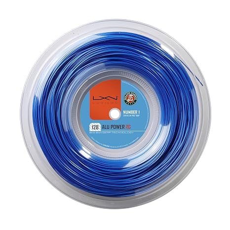 Luxilon tennis string Alu Power 128 Roland Garros, top string of the Pro Tour, blue coating, polyetherether