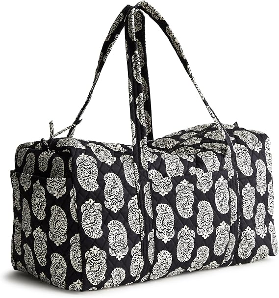 Vera Bradley Women's Large Original Duffel Bag-Premium Cotton Travel, Iconic Paisley Green Jacket, One Size