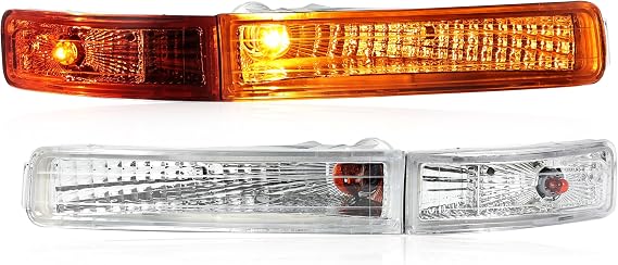 KUAFU Front Bumper Turn Signal Light Compatible with 1995-1997 Lexus LS400 Fog Lamps Bumper Turn Signal Assembly Halogen Clear Lens Left & Right