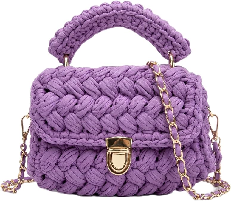 Crochet Purse for Women, Trendy Woven Shoulder Bag & Crossbody Clutch, Handcrafted Tote and Handbag