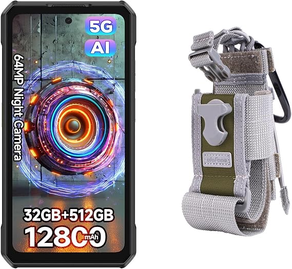 Ulefone Armor 30 Pro 5G Dual Screen Rugged Phone, 32GB+512GB, 6.95" + 3.4" Screen, 12800mAh, 50MP+50MP+64MP+32MP, Armor Molle Holster, Phone Pouch with Carabiner Clip