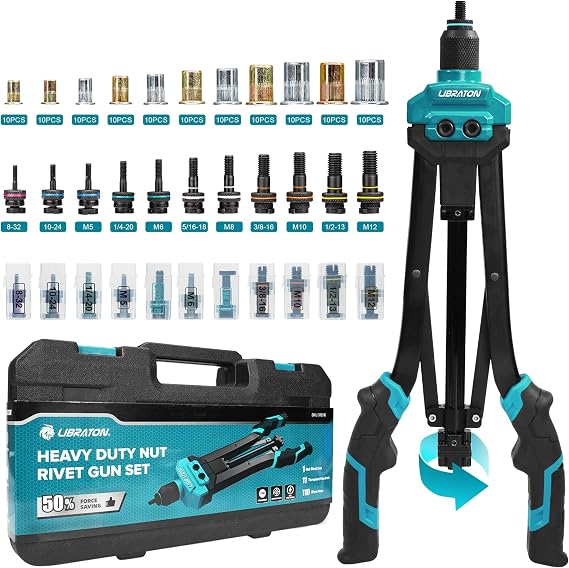 LIBRATON Rivet Nut Tool Kit, 16" Rivnut Tool Kit, Hand Rivet Nut Gun
