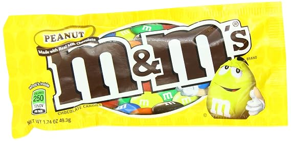 M&Ms Peanut Chocolate Candy - Singles, 48-Count