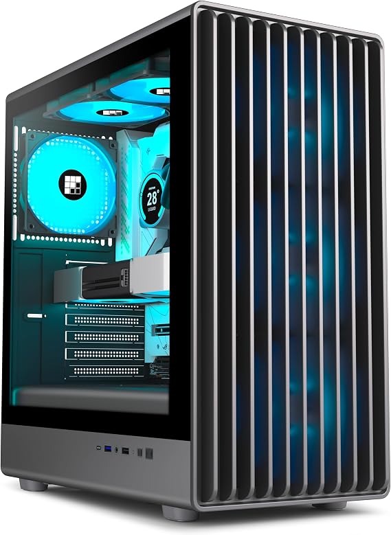 FOIFKIN K6 PC Case ATX with 6 PWM ARGB Fans (3 x 140 mm and 3 x 120 mm Computer Case Mid-Tower High Airflow 240 mm Cooler Support ATX Case Black Gaming PC Case Type-C (Black K6)
