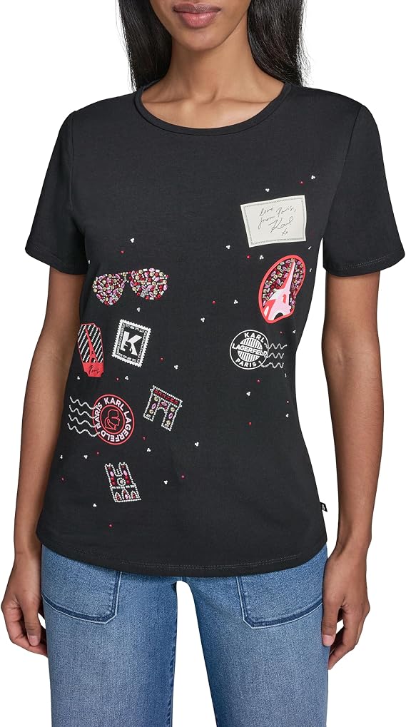 Karl Lagerfeld Women's Logo Whimsical T-Shirt