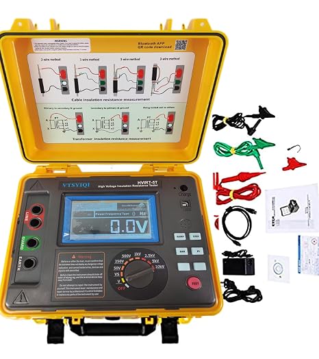 High Voltage Resistance Tester 10Kv Insulation Resistance Tester Kit with Max Output Voltage 50V-10kv Accuracy 5%-10%10V Resistance 0.005M-10T Voltage 0V-1000V Ec61010-1 Standard