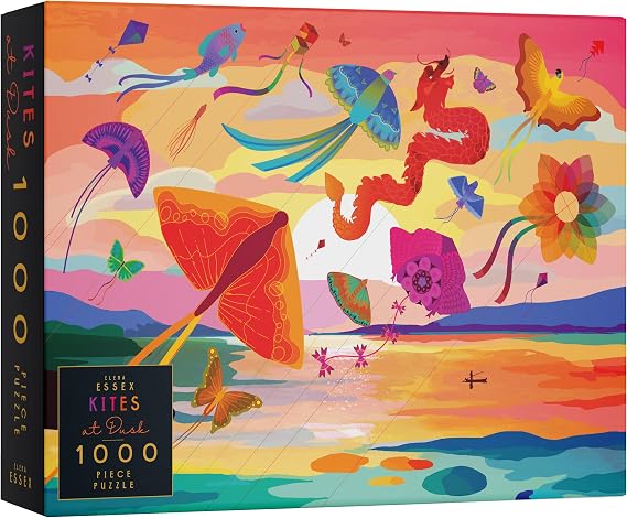 Elena Essex Puzzle 1000 Pieces - Kites at Dusk / Puzzle Adult / Puzzle 1000 / Colourful Sunset Landscape / Size 70 x 50 cm
