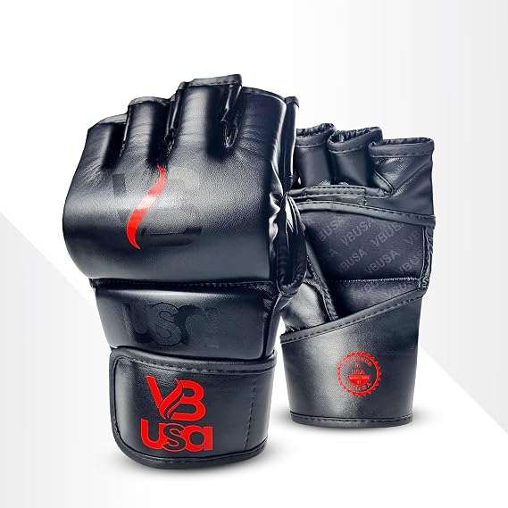 MMA Gloves Grappling Sparring Maya Hide Leather Boxing Gloves Muay Thai Martial Arts Training Half Finger Adjustable Gloves Wrist Support Kickboxing Cage Fight Punch Bag