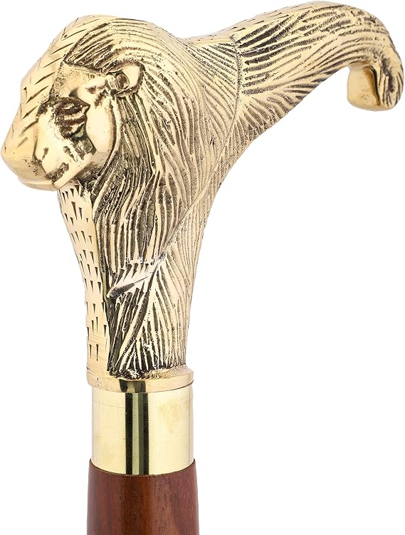 Ajuny Wooden Walking Stick for Men Women Seniors Decorative Chrome Knob Formal Walking Stick