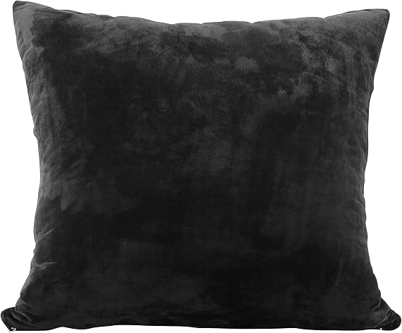 EVOLIVE Micromink Euro Sham Cover 26"x26", Hidden Zipper, 1 Pack (Black) | Soft micromink faux-velvet fabric with a plush faux-fur texture and hidden zipper adds cozy comfort and easy machine care