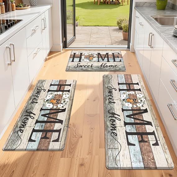 Yamaziot Anti Fatigue Kitchen Rug Set of 3, Non-Slip Cushioned Floor Mats